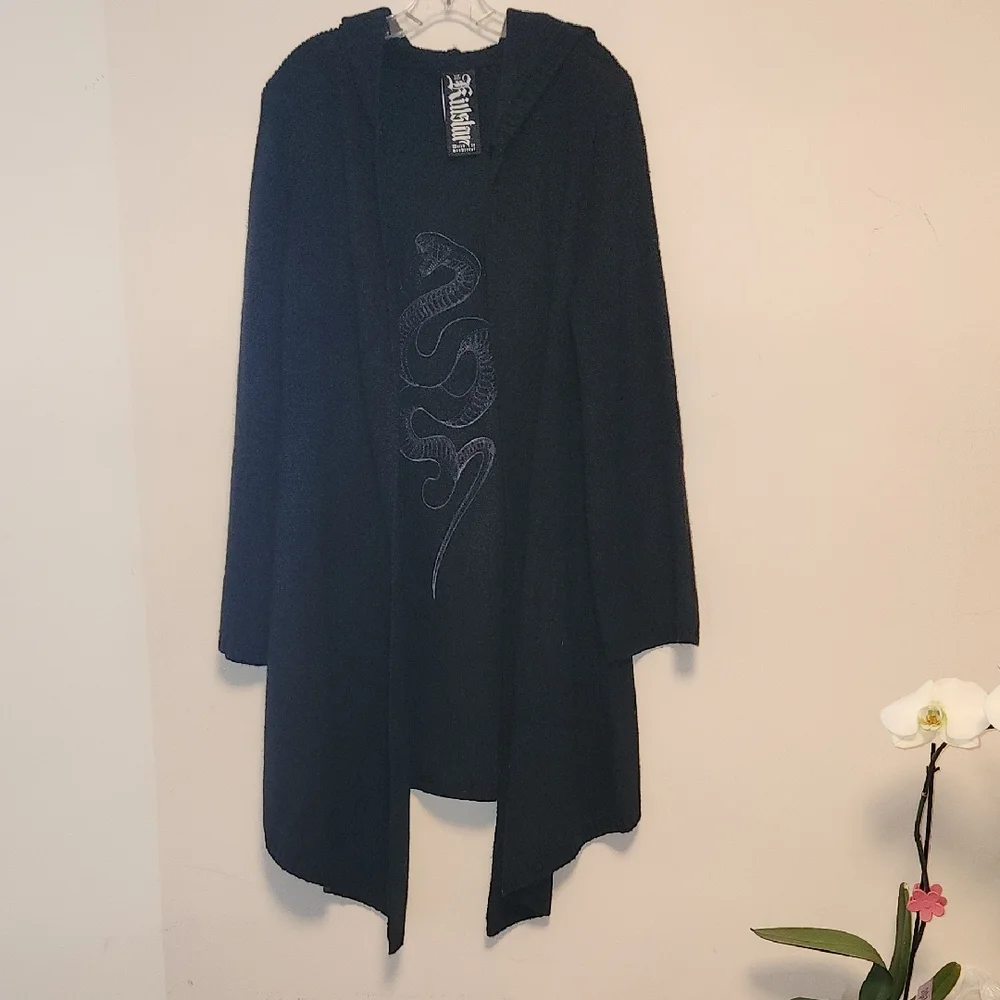 Killstar Venomheart Hooded Cloak Cardigan Snake Embroudered XXL